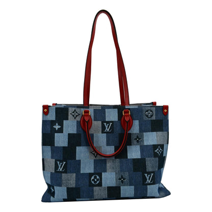 LOUIS VUITTON Onthego GM Autres Toiles Monogram Denim Shoulder Bag Blue/Red