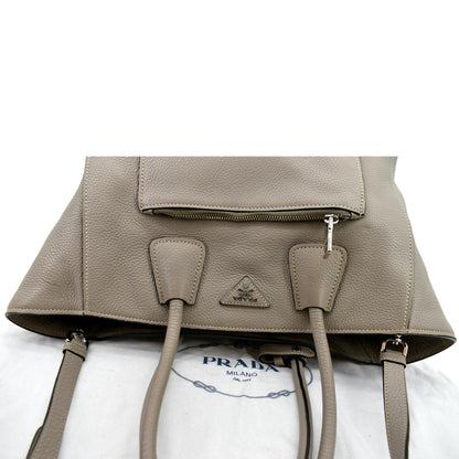 PRADA Leather Tote Shoulder Bag Tan
