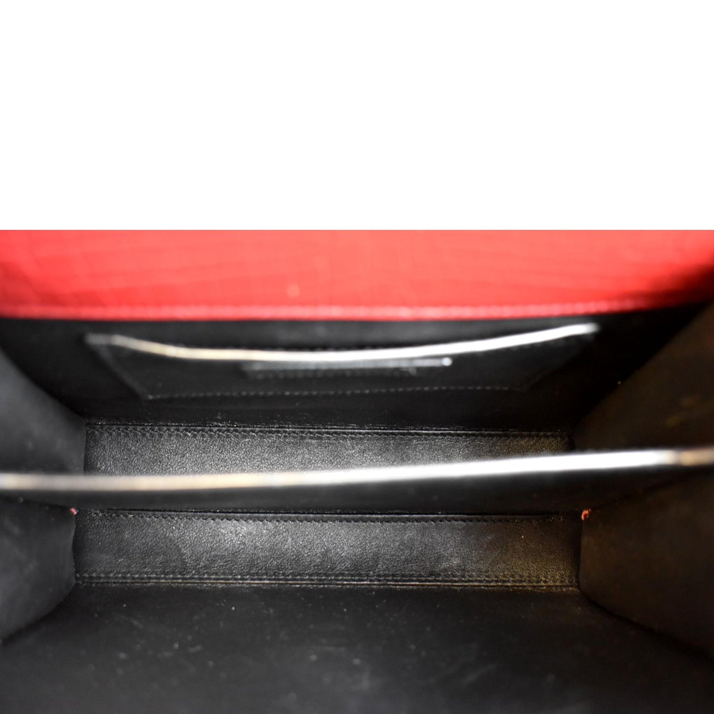 YVES SAINT LAURENT Cassandra Top Handle Embossed Leather Shoulder Bag Red