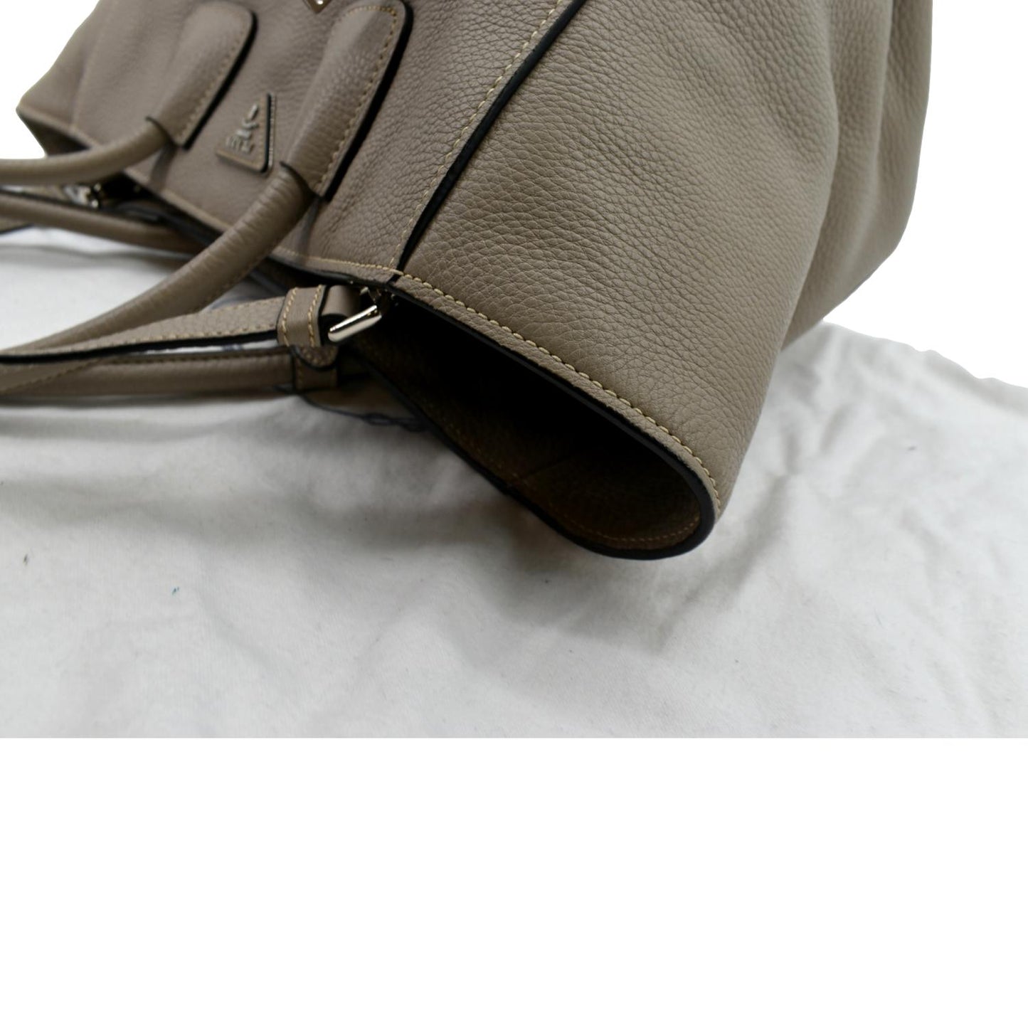 PRADA Leather Tote Shoulder Bag Tan