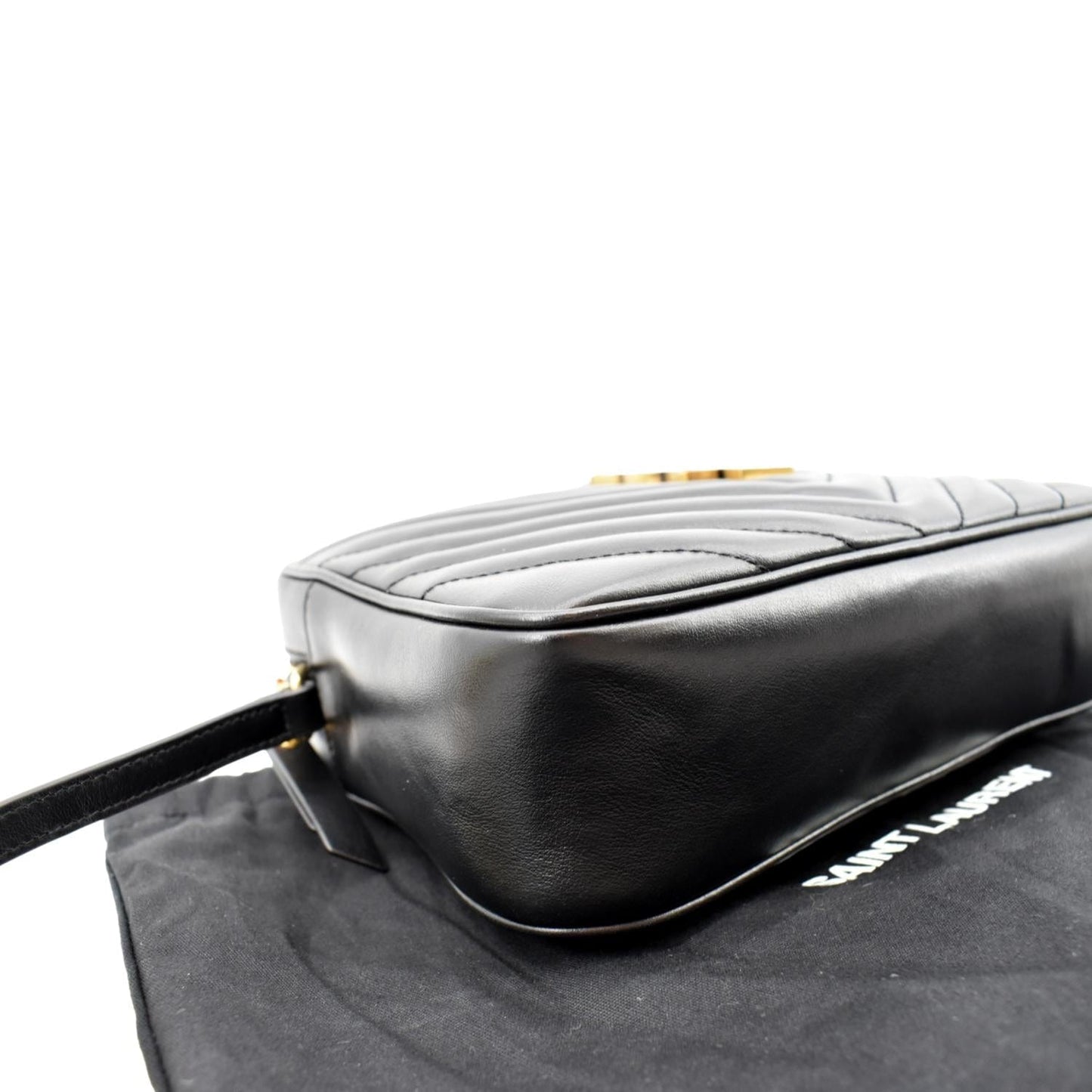 YVES SAINT LAURENT Lou Camera Chevron Leather Crossbody Bag Black