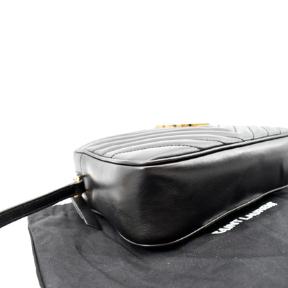 YVES SAINT LAURENT Lou Camera Chevron Leather Crossbody Bag Black