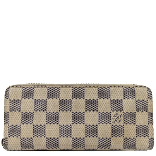 LOUIS VUITTON Clemence Damier Azur Wallet White