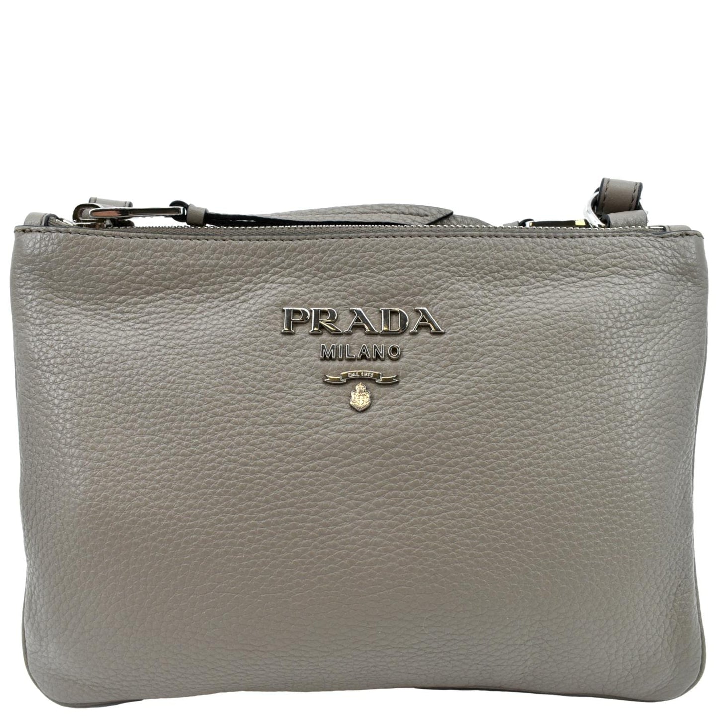 PRADA Vitello Phenix Leather Crossbody Bag Beige