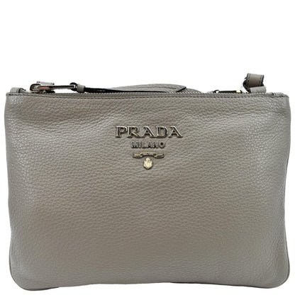 PRADA Vitello Phenix Leather Crossbody Bag Beige