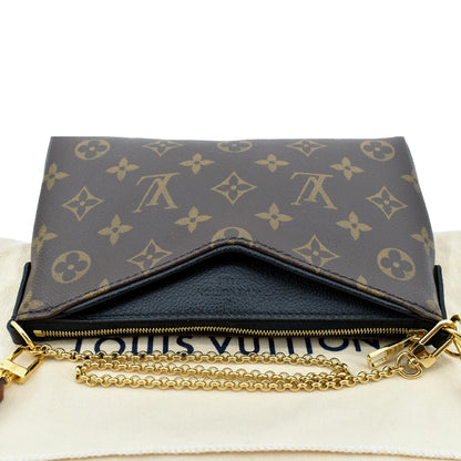 LOUIS VUITTON Pallas Monogram Canvas Clutch Crossbody Bag Brown
