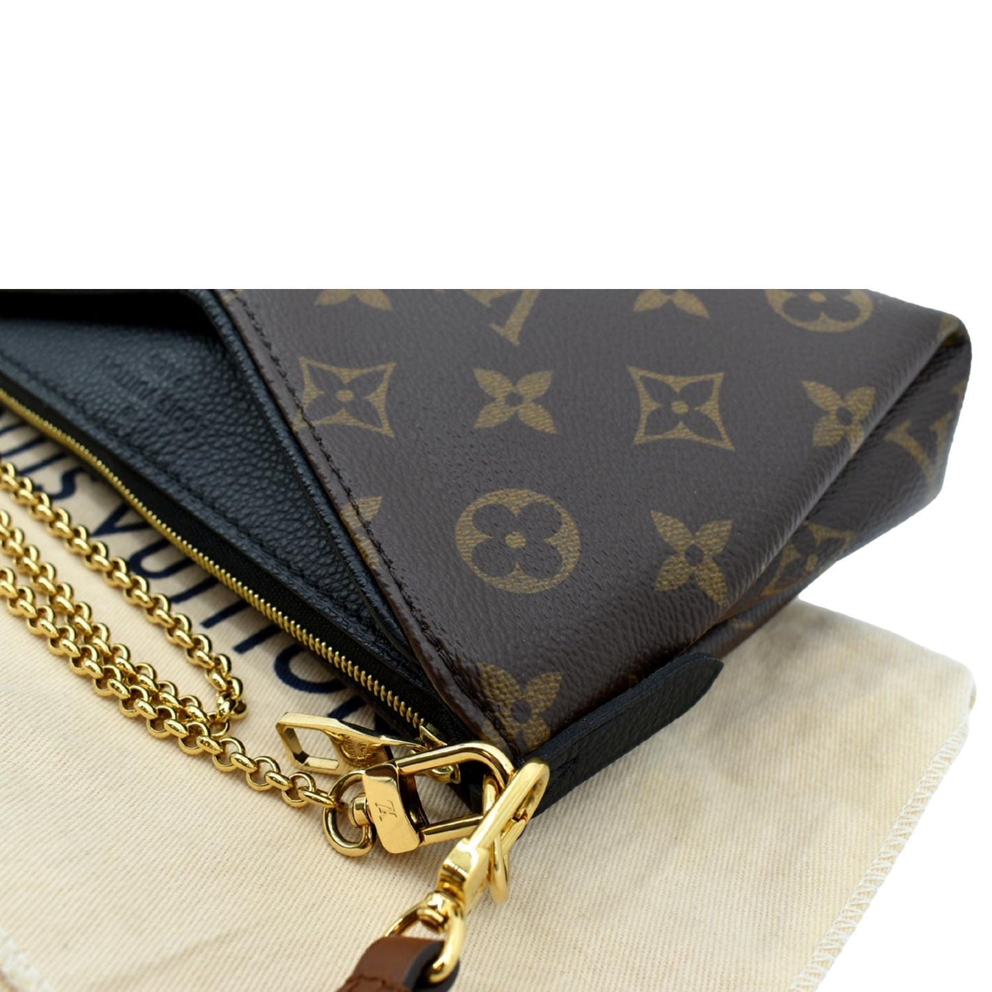 LOUIS VUITTON Pallas Monogram Canvas Clutch Crossbody Bag Brown