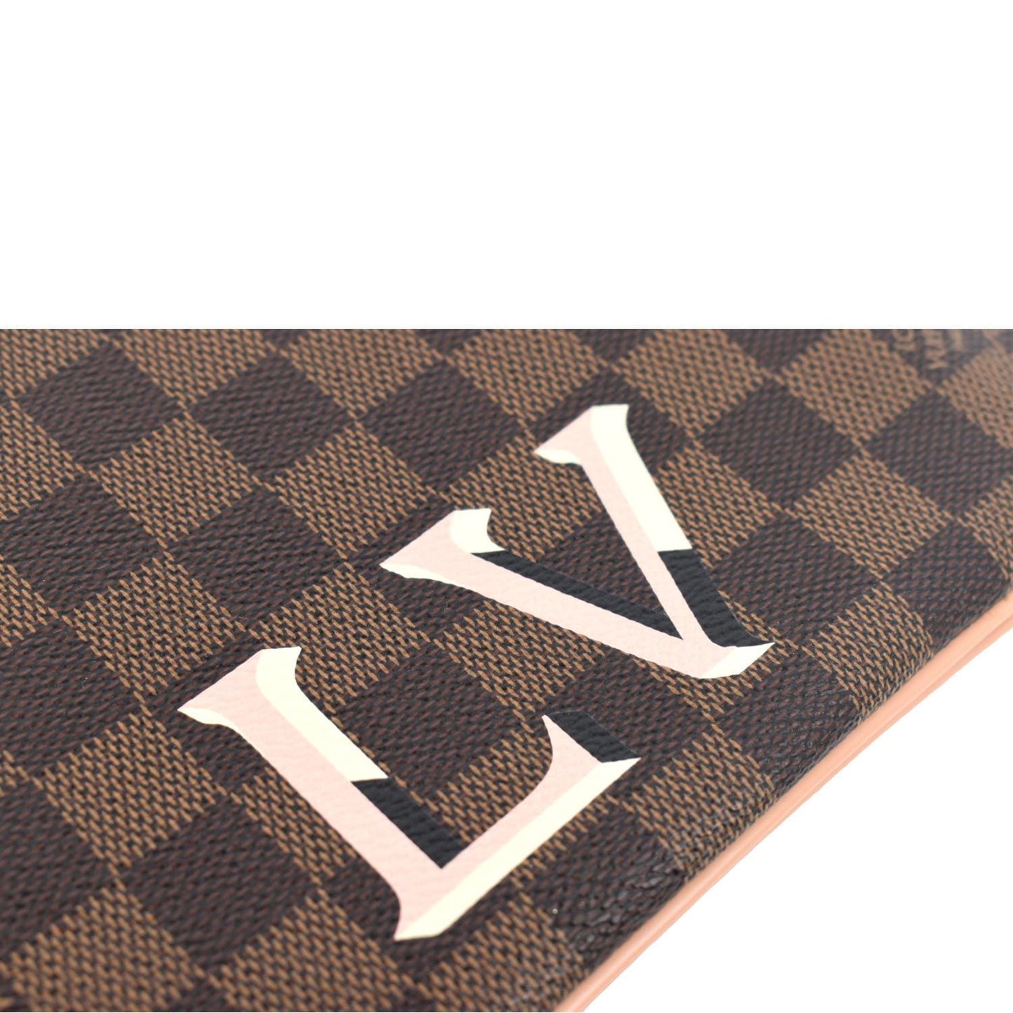 LOUIS VUITTON Double Zip Pochette Damier Ebene Crossbody Bag Rose Ballerine