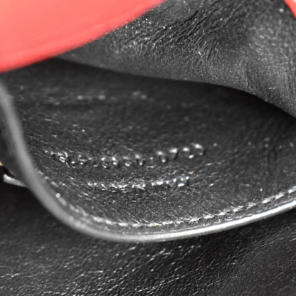 YVES SAINT LAURENT Cassandra Top Handle Embossed Leather Shoulder Bag Red