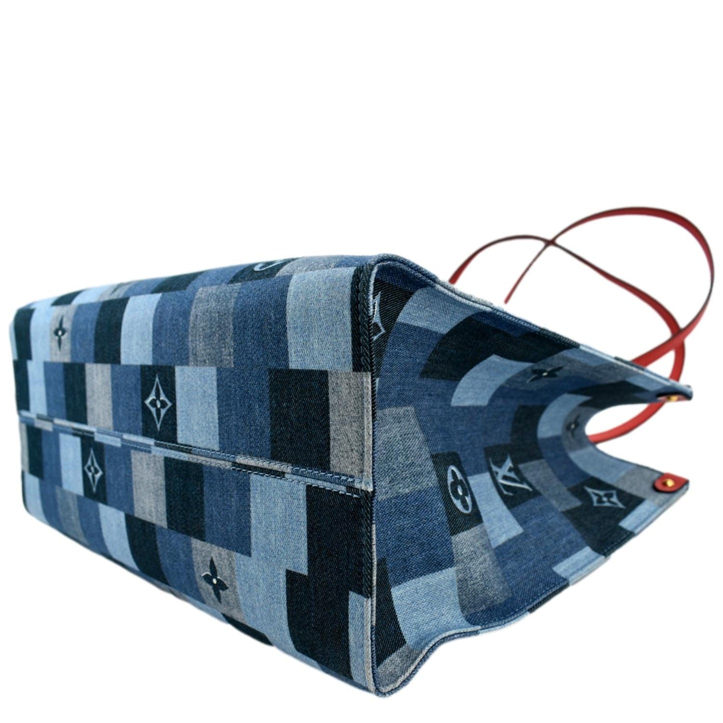 LOUIS VUITTON Onthego GM Autres Toiles Monogram Denim Shoulder Bag Blue/Red