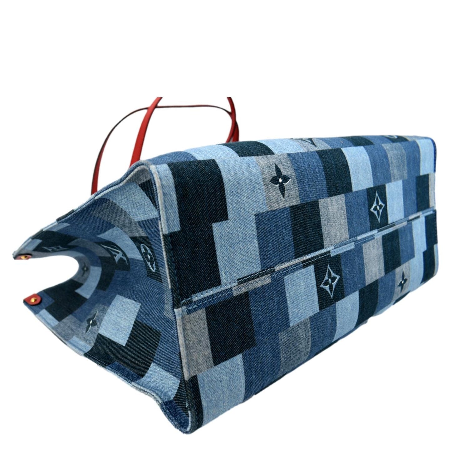 LOUIS VUITTON Onthego GM Autres Toiles Monogram Denim Shoulder Bag Blue/Red