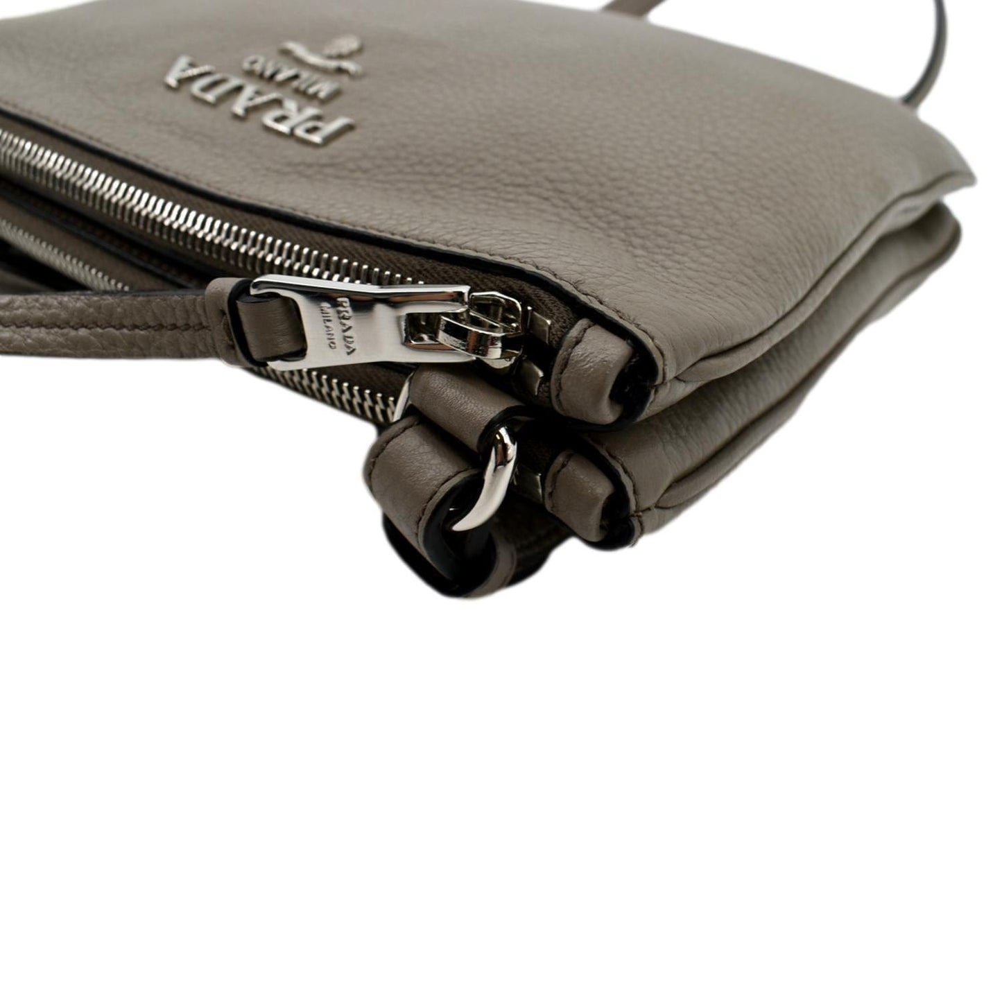 PRADA Vitello Phenix Leather Crossbody Bag Beige