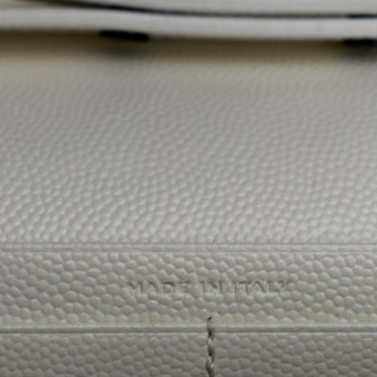 YVES SAINT LAURENT Contrast Trim Wallet on Chain Leather Shoulder Bag White