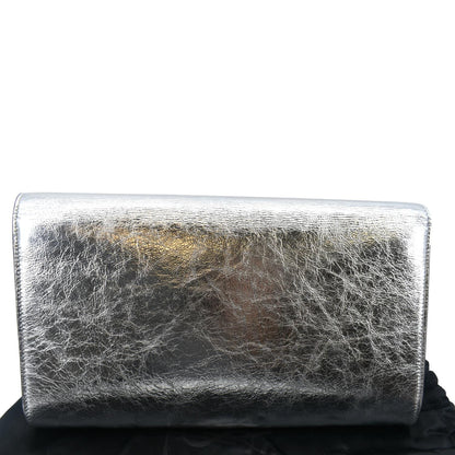 YVES SAINT LAURENT Belle de Jour Leather Clutch Bag Silver