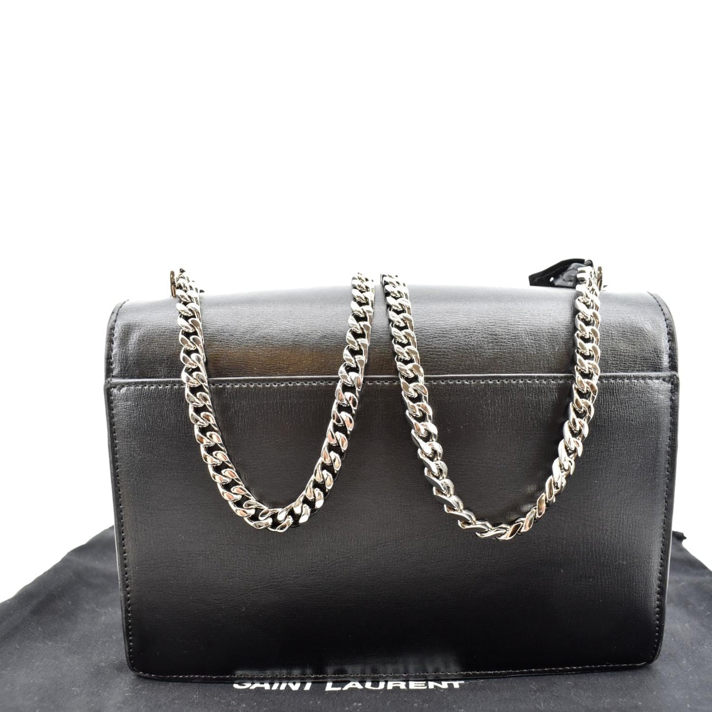 YVES SAINT LAURENT Sunset Calfskin Leather Chain Shoulder Bag Black