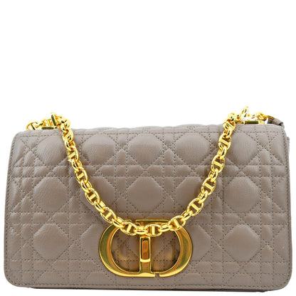 CHRISTIAN DIOR Caro Iridescent Leather Shoulder Bag Metallic Pink