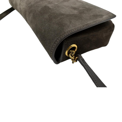 YVES SAINT LAURENT Kate 99 Suede Shoulder Bag Dark Brown