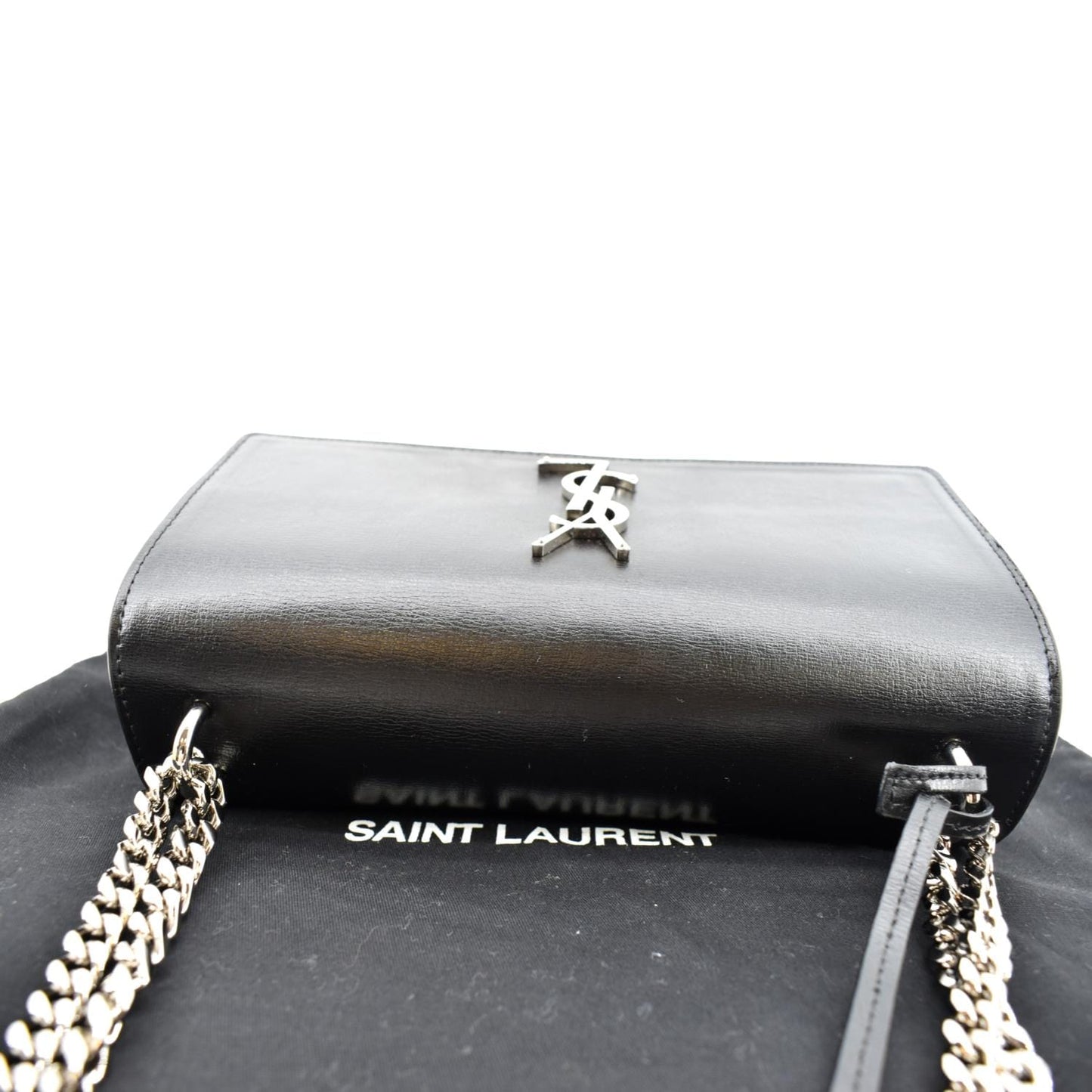 YVES SAINT LAURENT Sunset Calfskin Leather Chain Shoulder Bag Black