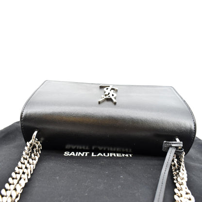YVES SAINT LAURENT Sunset Calfskin Leather Chain Shoulder Bag Black