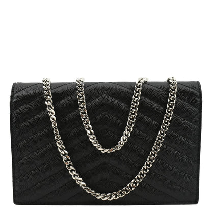 YVES SAINT LAURENT Cassandre Grain De Poudre Crossbody Chain Bag Black