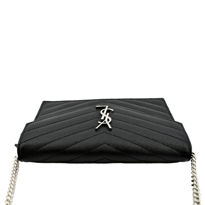 YVES SAINT LAURENT Cassandre Grain De Poudre Crossbody Chain Bag Black