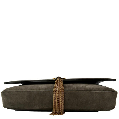 YVES SAINT LAURENT Kate 99 Suede Shoulder Bag Dark Brown