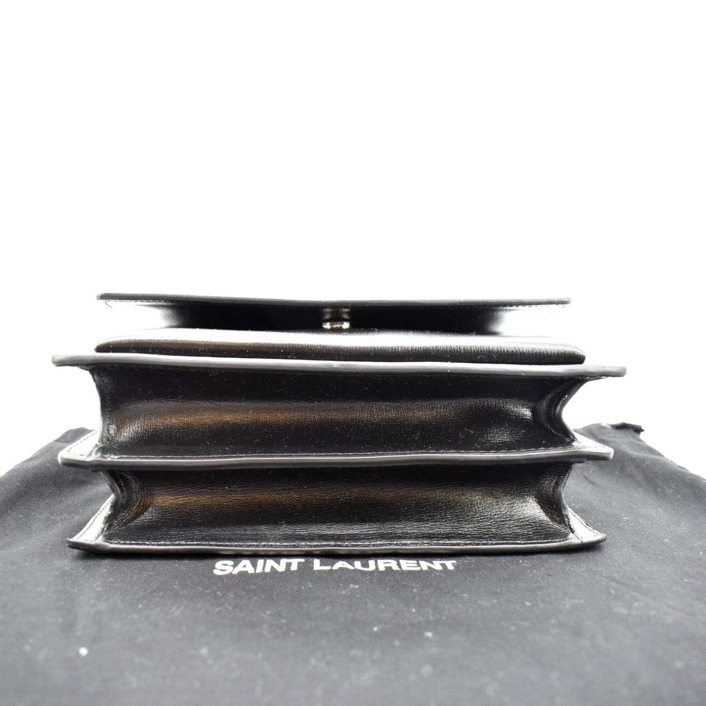 YVES SAINT LAURENT Sunset Calfskin Leather Chain Shoulder Bag Black