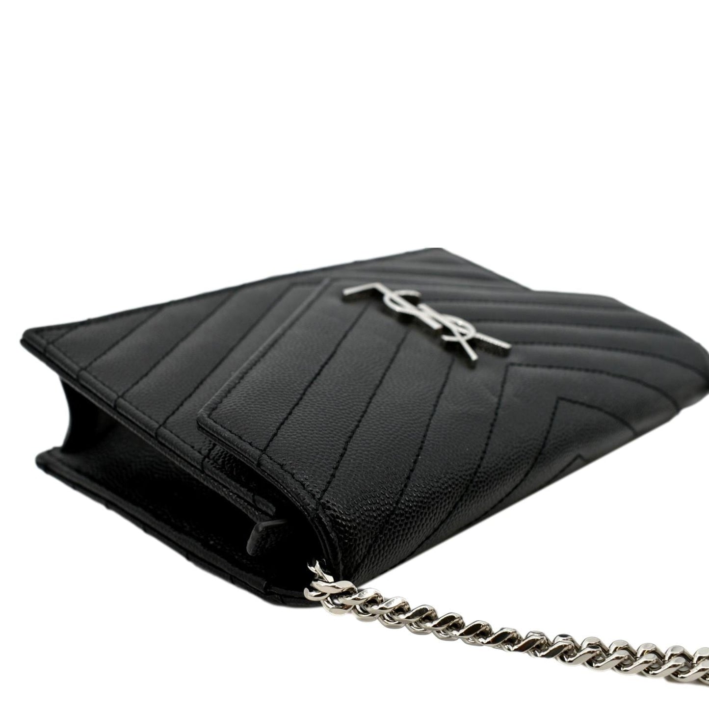 YVES SAINT LAURENT Cassandre Grain De Poudre Crossbody Chain Bag Black