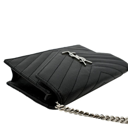 YVES SAINT LAURENT Cassandre Grain De Poudre Crossbody Chain Bag Black