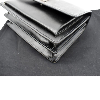 YVES SAINT LAURENT Sunset Calfskin Leather Chain Shoulder Bag Black