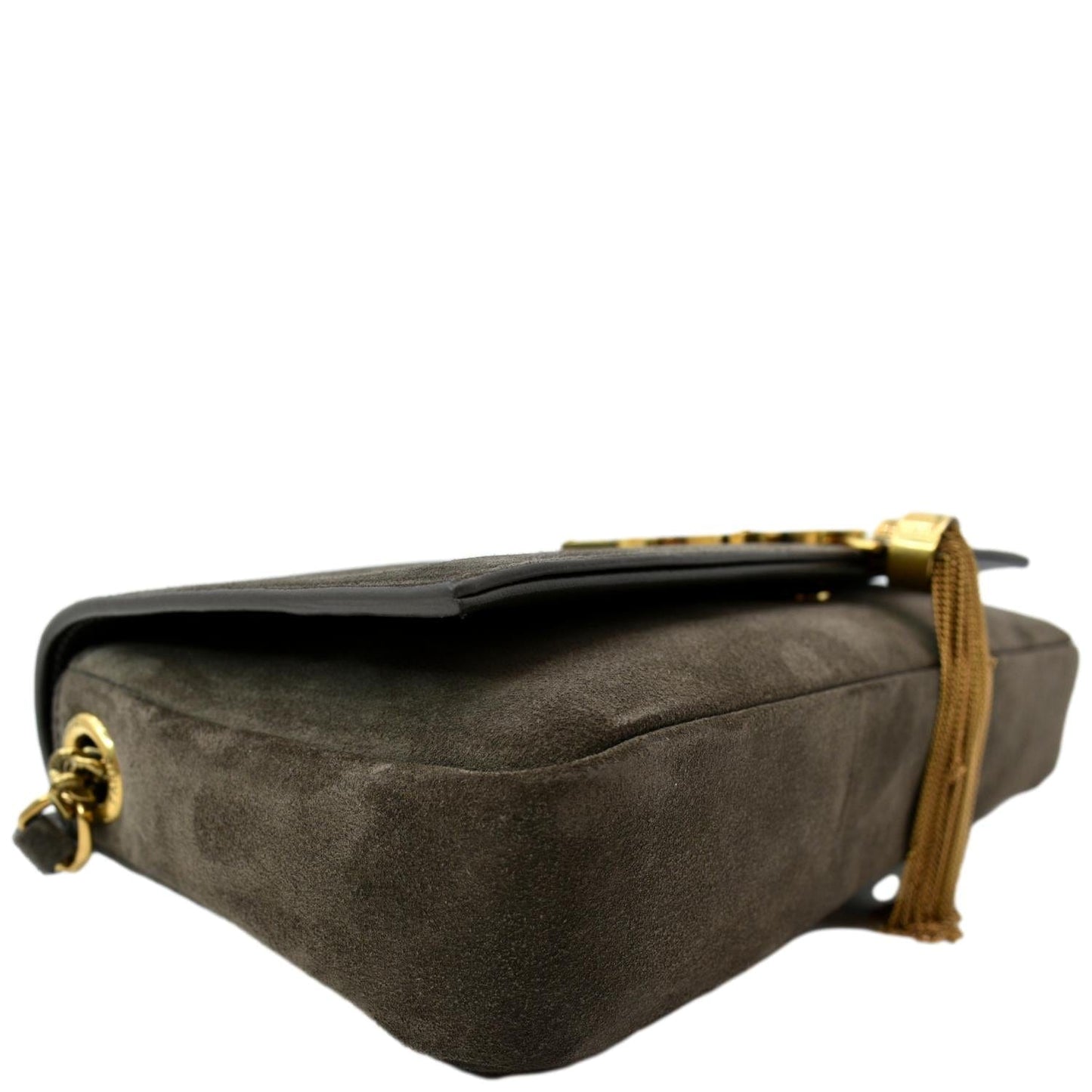 YVES SAINT LAURENT Kate 99 Suede Shoulder Bag Dark Brown