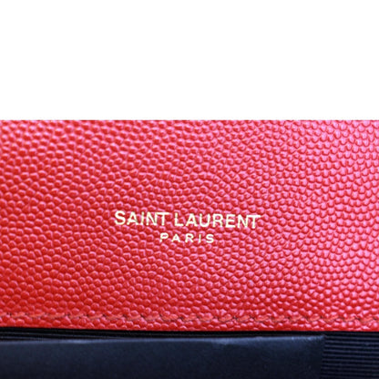 YVES SAINT LAURENT Medium Envelope Leather Chain Shoulder Bag Red