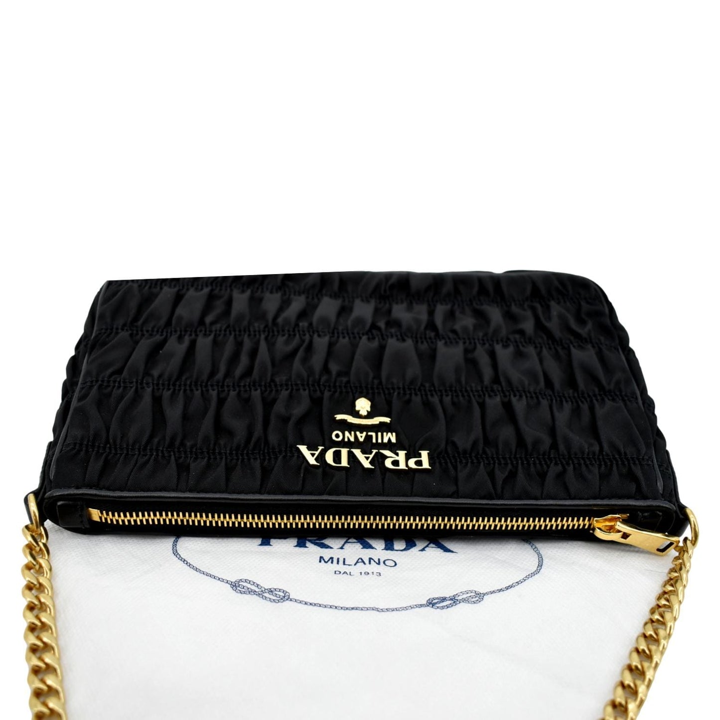 PRADA Tessuto Gaufre Nylon Shoulder Bag Black