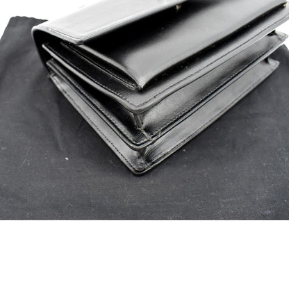 YVES SAINT LAURENT Sunset Calfskin Leather Chain Shoulder Bag Black