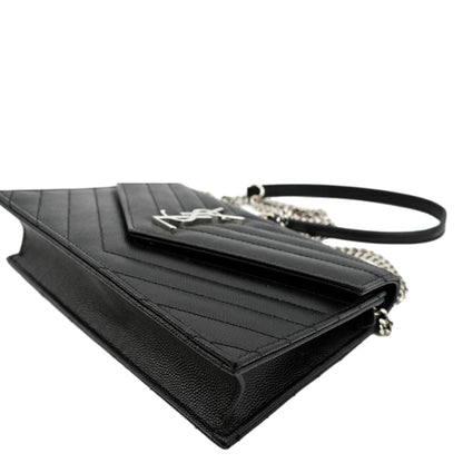 YVES SAINT LAURENT Cassandre Grain De Poudre Crossbody Chain Bag Black