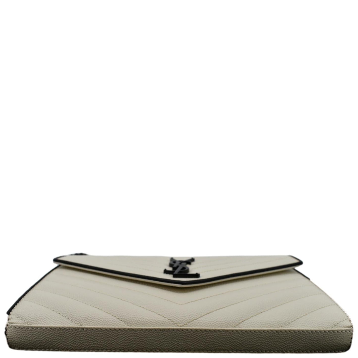 YVES SAINT LAURENT Contrast Trim Wallet on Chain Leather Shoulder Bag White