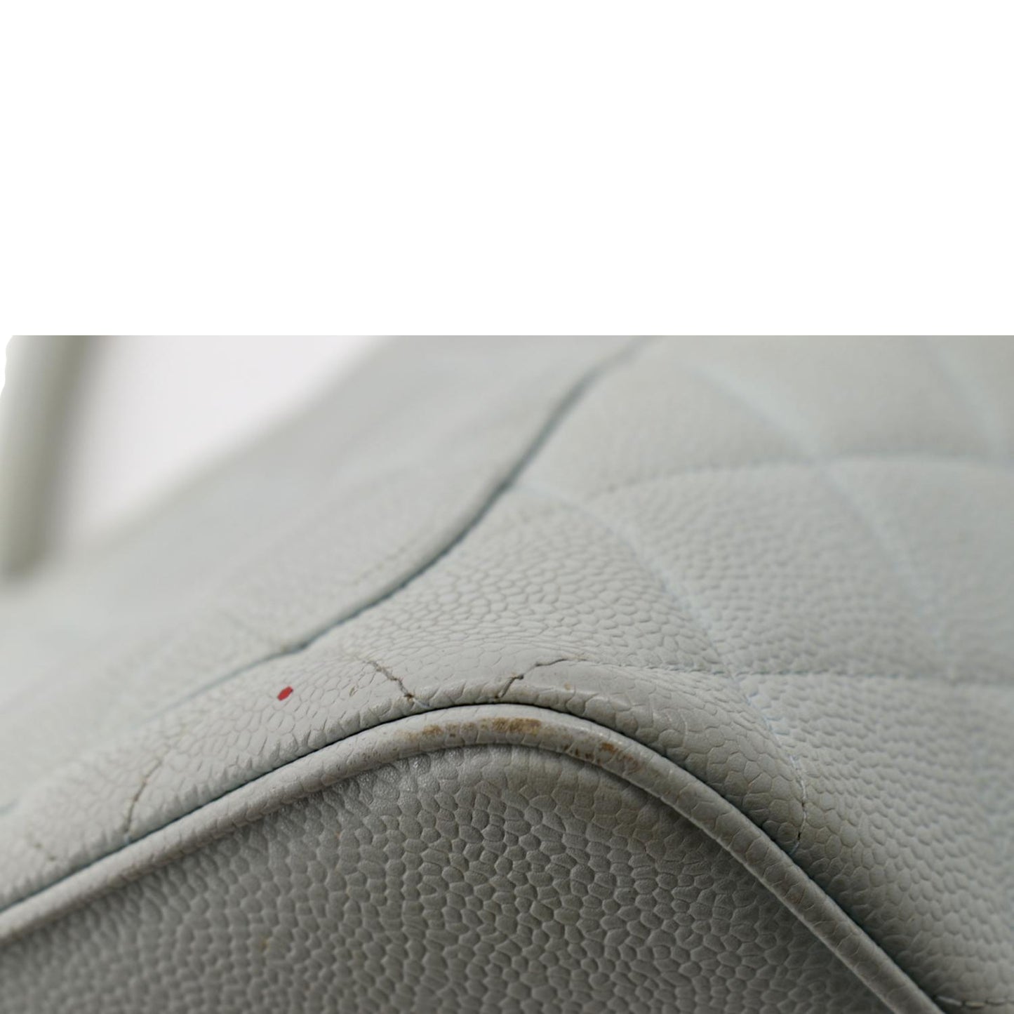 CHANEL Medallion Quilted Caviar Leather Tote Bag White