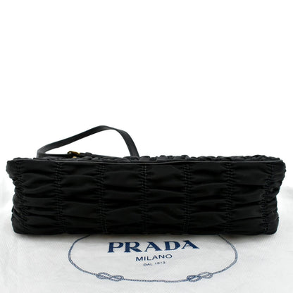 PRADA Tessuto Gaufre Nylon Shoulder Bag Black
