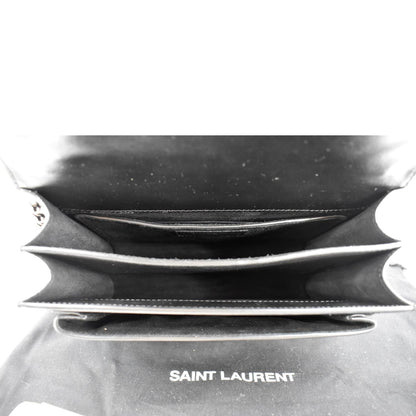 YVES SAINT LAURENT Sunset Calfskin Leather Chain Shoulder Bag Black