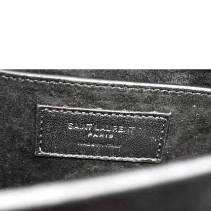 YVES SAINT LAURENT Sunset Calfskin Leather Chain Shoulder Bag Black