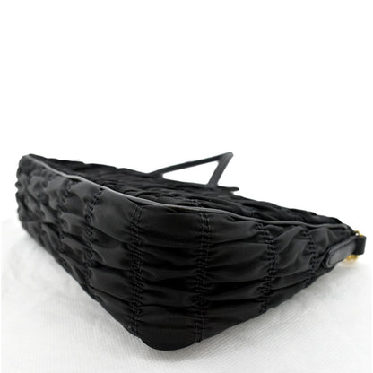 PRADA Tessuto Gaufre Nylon Shoulder Bag Black