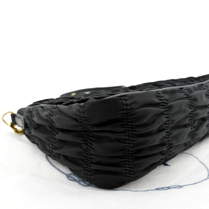 PRADA Tessuto Gaufre Nylon Shoulder Bag Black