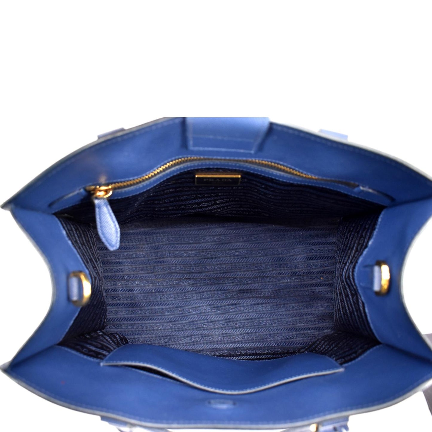 PRADA Saffiano Leather Tote Shoulder Bag Blue