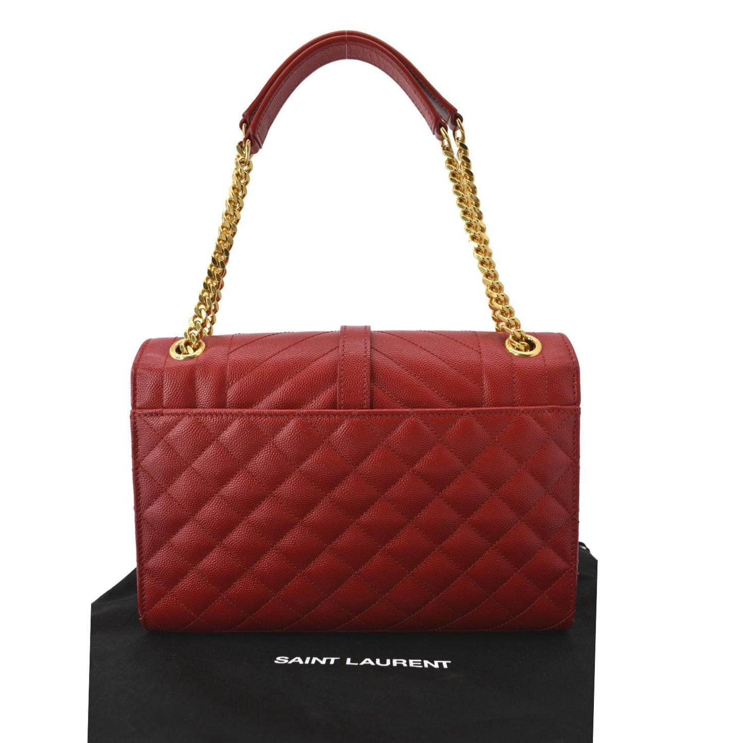 YVES SAINT LAURENT Medium Envelope Leather Chain Shoulder Bag Red