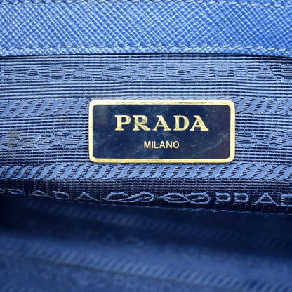 PRADA Saffiano Leather Tote Shoulder Bag Blue