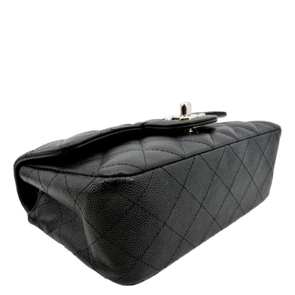 CHANEL Mini CC Flap Leather Shoulder Bag Black