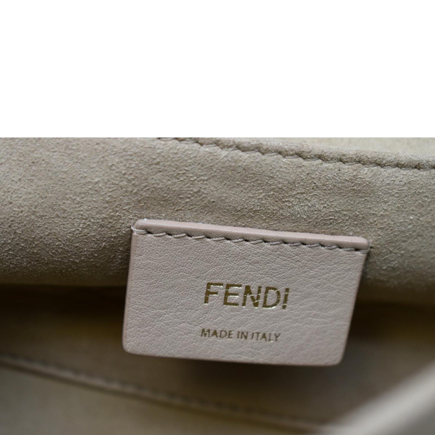 FENDI Kan I FF Logo Embossed Leather Crossbody Bag Brown