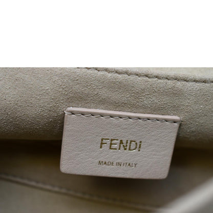 FENDI Kan I FF Logo Embossed Leather Crossbody Bag Brown