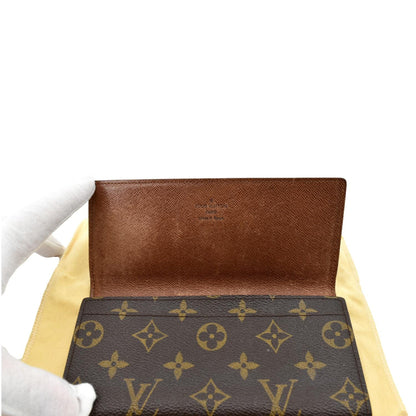 LOUIS VUITTON Fold Over Monogram Canvas Wallet Brown