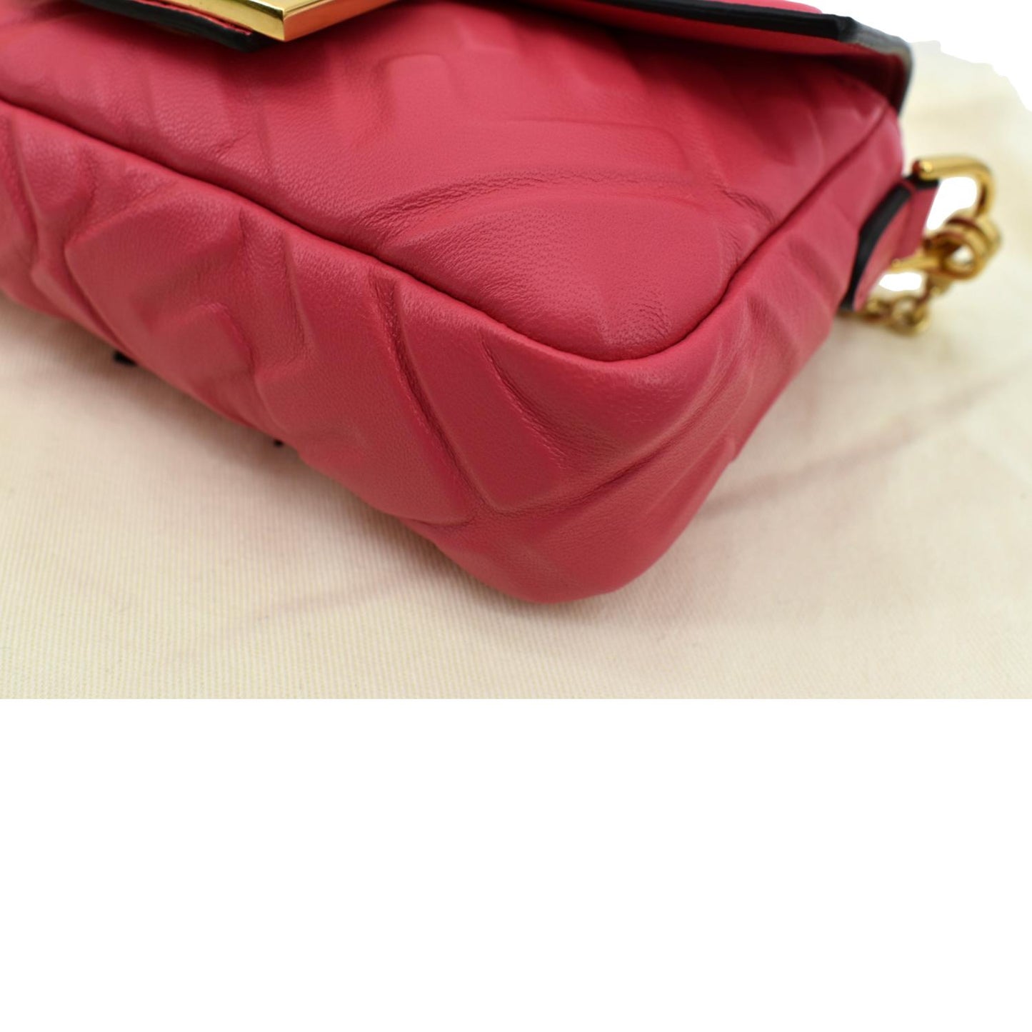 FENDI Baguette Nappa Leather Crossbody Bag Red